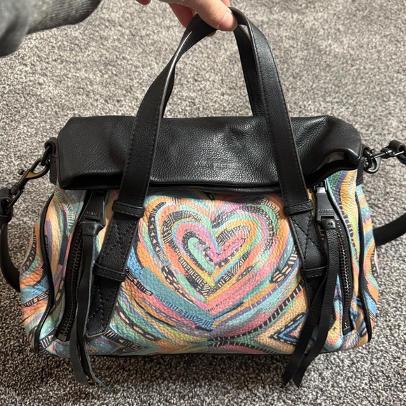 Aimee Kestenberg Bali Double Entry Satchel Love Hearts rainbow stachel bag - Picture 4 of 15